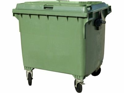 Мусорный контейнер 1100л, зеленый с крышкой