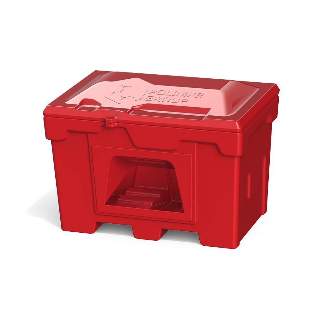 Ящик для соли, реагентов 500 литров с дозатором, красный