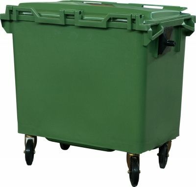 Мусорный контейнер п/э 660л. на колёсах цв. зелёный