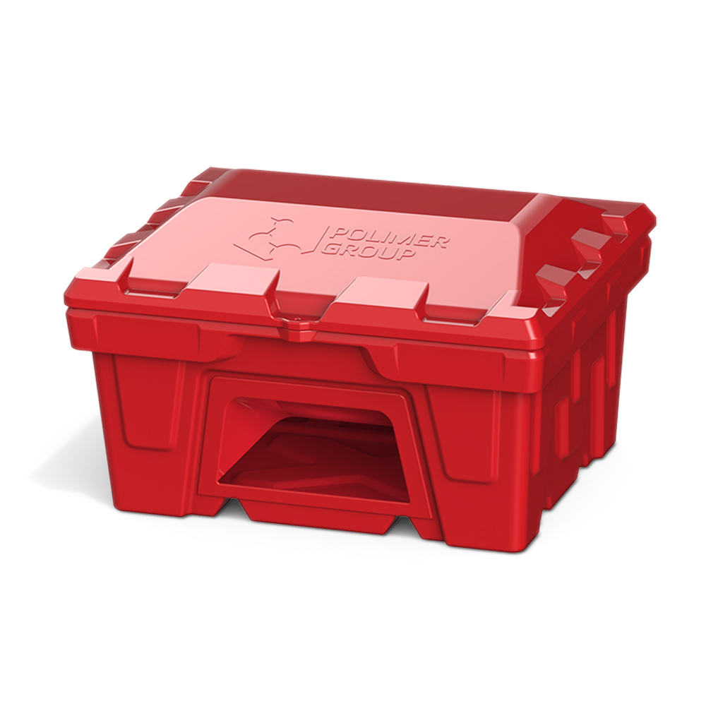 Ящик для соли, реагентов 250 литров с дозатором, красный