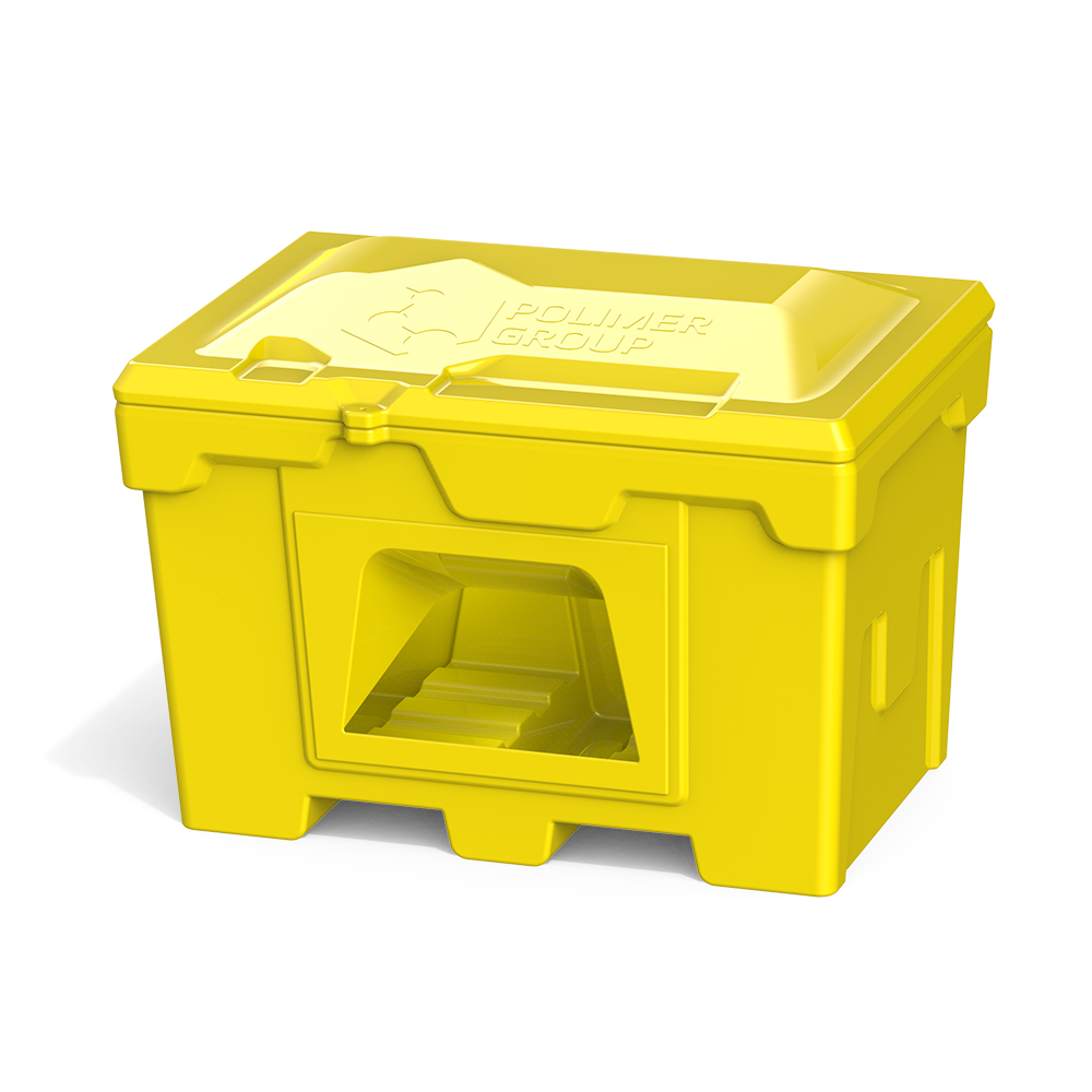 Ящик для соли, реагентов 500 литров с дозатором, желтый